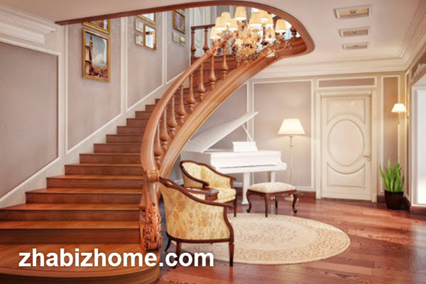 اجرای لوکس کف پله چوبی در کردان