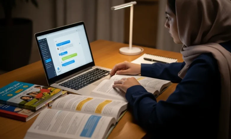 student using ai chatbot for studying